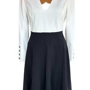 Tommy Hilfiger Elegant Black and White Long Sleeve Dress